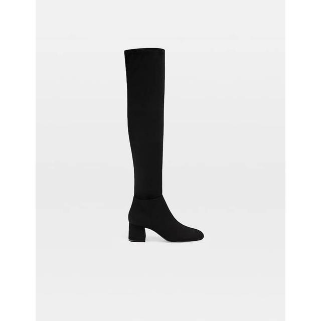 medium heel knee high boots