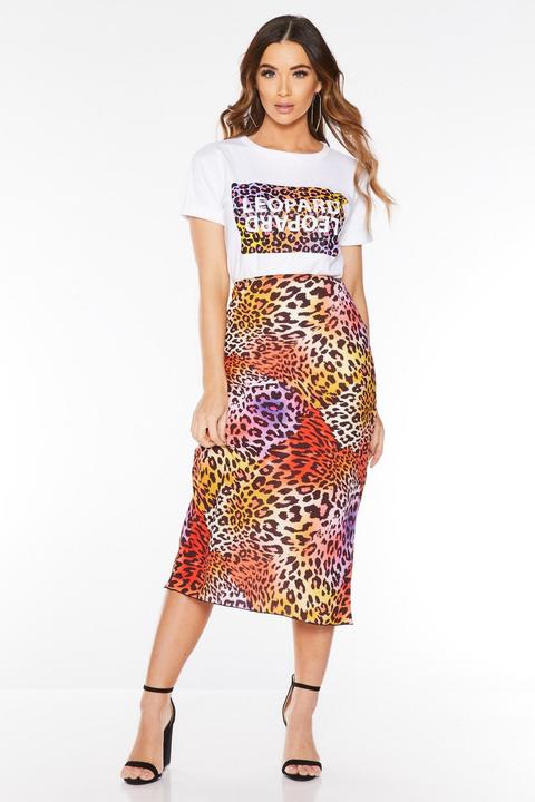 multicoloured leopard print skirt