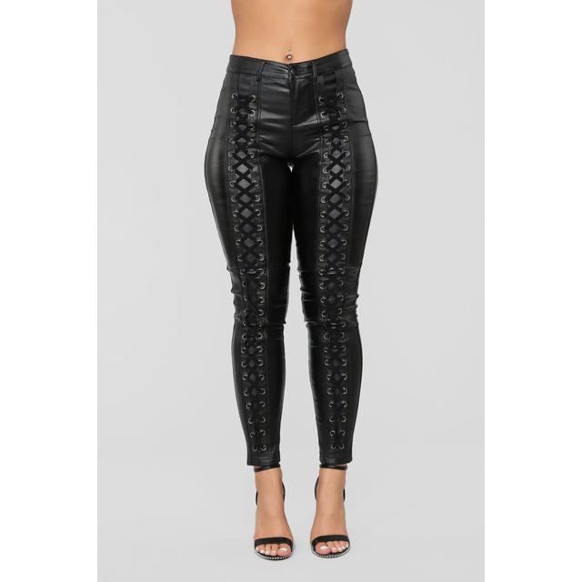 leather lace up pants