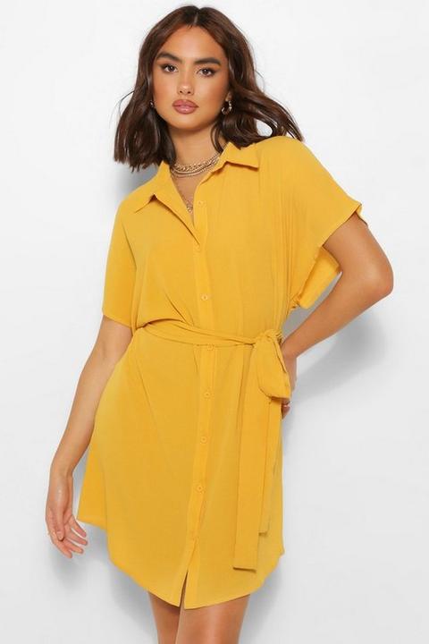 Robe Chemise À Manches Kimono - Jaune Moutarde - 8, Jaune Moutarde