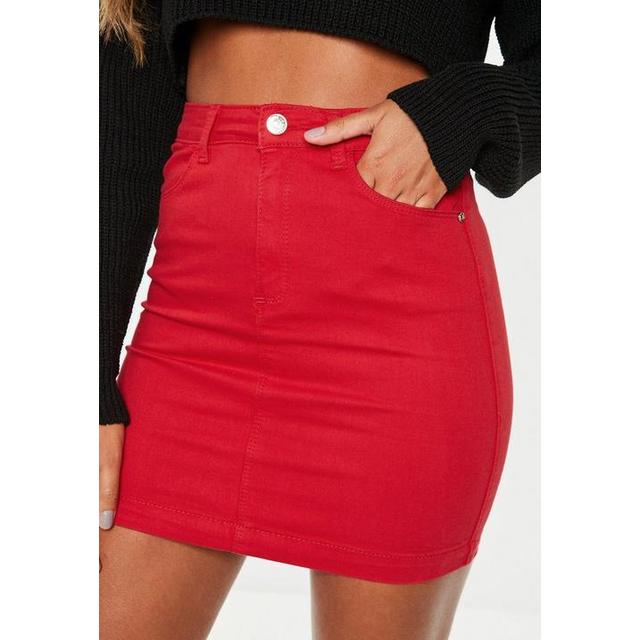 Missguided red 2025 denim skirt