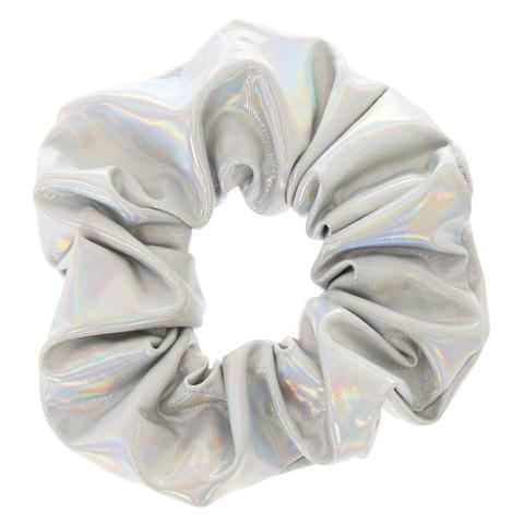 Medium Holographic Hair Scrunchie - Silver