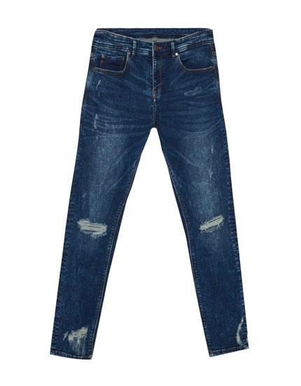Superskinny-fit Cropped-jeans Mit Rissen