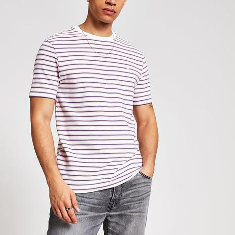 Maison Riviera White Stripe Slim Fit T-shirt