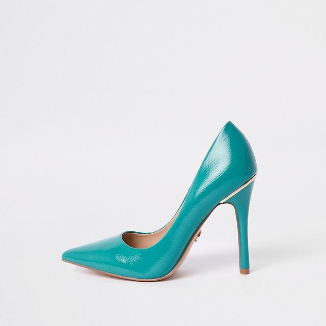 blue patent court shoes