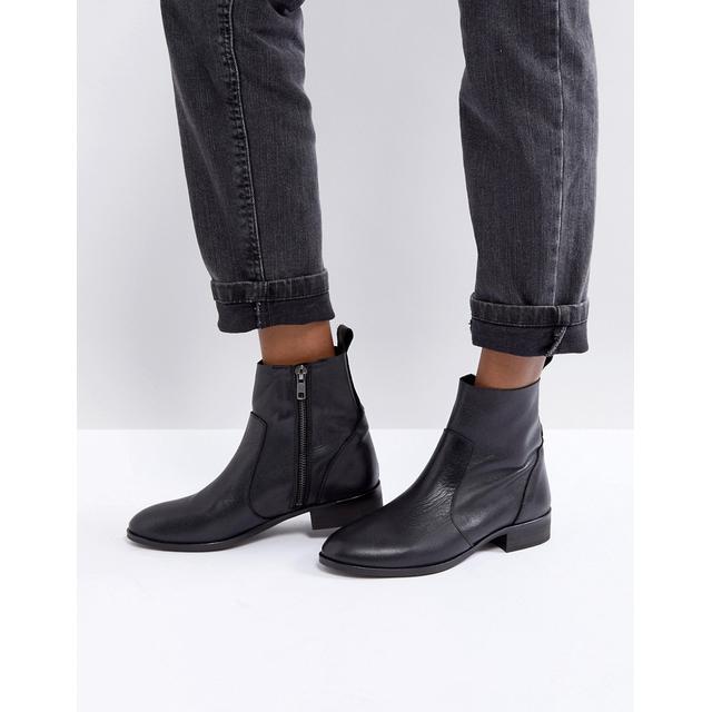 leather flat ankle boots