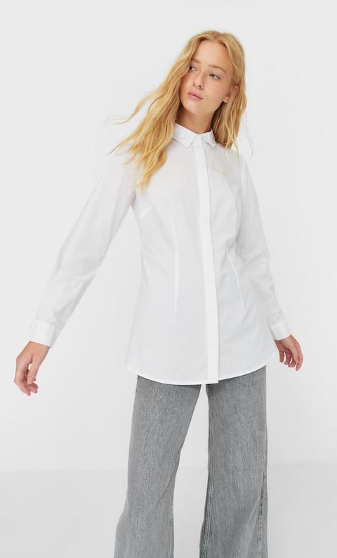 Stradivarius Camicia Popeline Femminile Bianco S