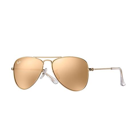 Ray Ban Aviator Junior Unisex Sunglasses Lenti: Rosa, Montatura: Oro - Rb9506s 249/2y 50-13