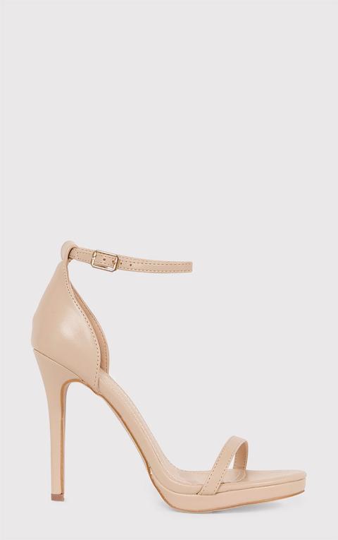 Enna Nude Single Strap Heeled Sandals