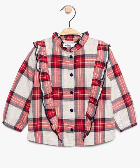 Chemise Bebe Fille A Volants Et Imprime Tartan From Gemo On 21 Buttons