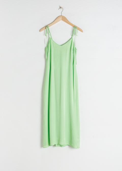 Shoulder Tie Midi Slip Dress