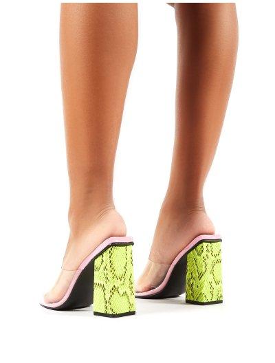 neon green perspex heels