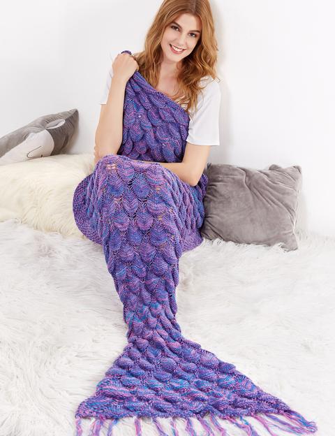 Coperta A Maglia Forma Sirena Violetto