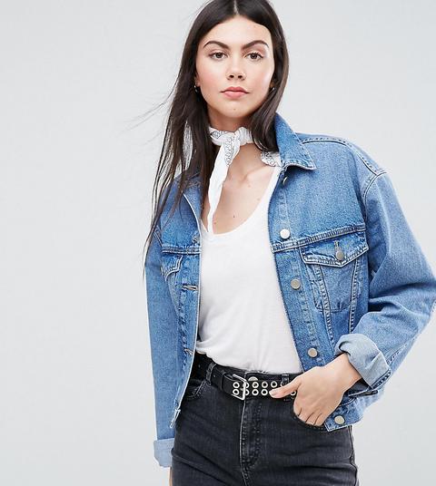 Asos Tall - Giacca Di Jeans Lavaggio Medio Blu - Blu