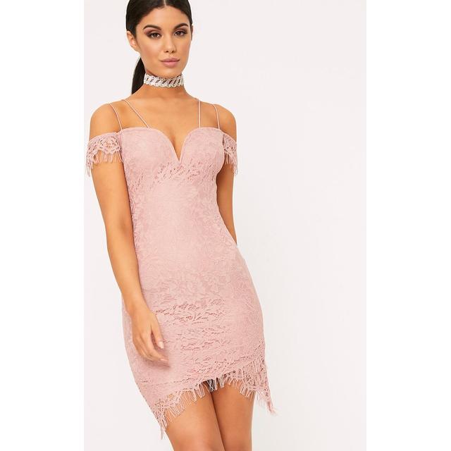 pretty little thing pink lace dress