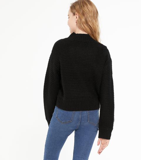 Girls Black Ribbed Knit High Neck Jumper New Look From New Look On 21 Buttons