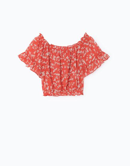 Top Cropped Print Floral