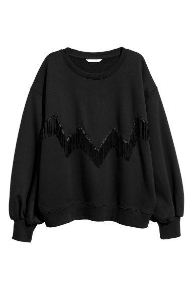 H & M - Sudadera Con Adornos - Negro