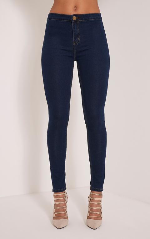 Dark Blue Wash High Waisted Skinny Jeans