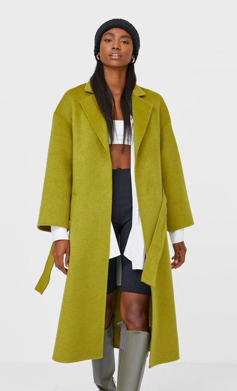 Stradivarius Manteau Long Femme Vert M