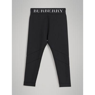 Leggings En Tejido Jersey Elástico Con Logotipo (negro) - Niños | Burberry