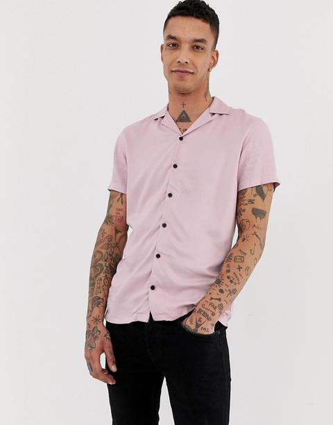 Twisted Tailor - Camicia A Maniche Corte Con Rever In Viscosa Rosa - Rosa
