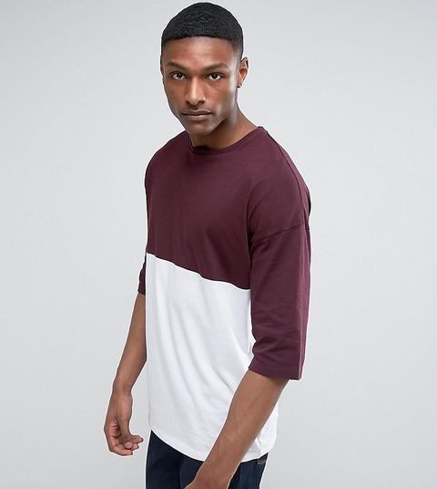 Camiseta Larga Y Extragrande Con Diseño Colour Block De Asos Tall