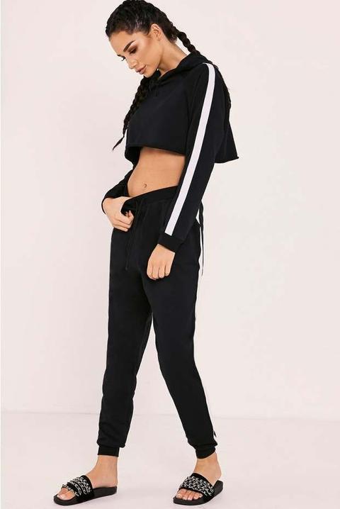 Sarah Ashcroft Black Cropped Drawstring Hoodie