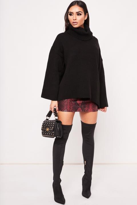 Bianca Black Turtle Neck Oversized Jumper