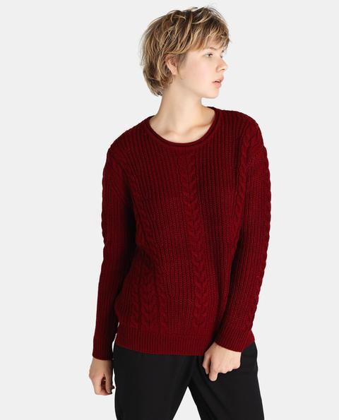Green Coast - Jersey De Mujer Con Trenzado Y Cuello Redondo