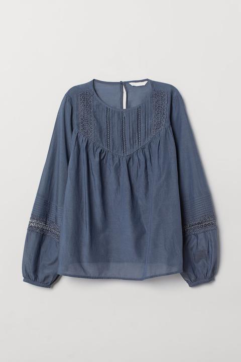 H & M - Camicetta Plissettata - Blu