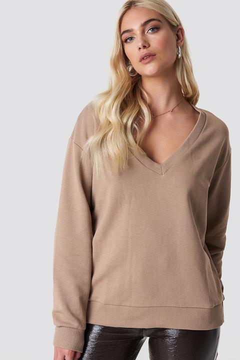 V-neck Basic Sweater Beige