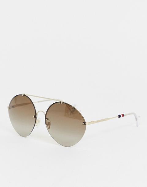 Tommy Hilfiger – Runde Sonnenbrille In Bronze