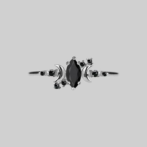 Moondance. Black Spinel Silver Ring
