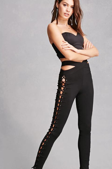 Cutout Lace-up Leggings