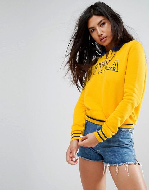 Fila - Felpa Comoda Con Zip Corta E Logo Stile College - Giallo