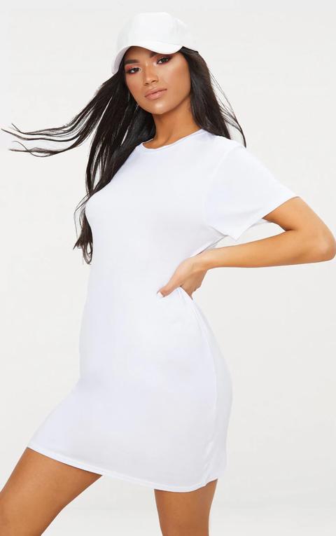 Basic White Short Sleeve T Shirt Dress