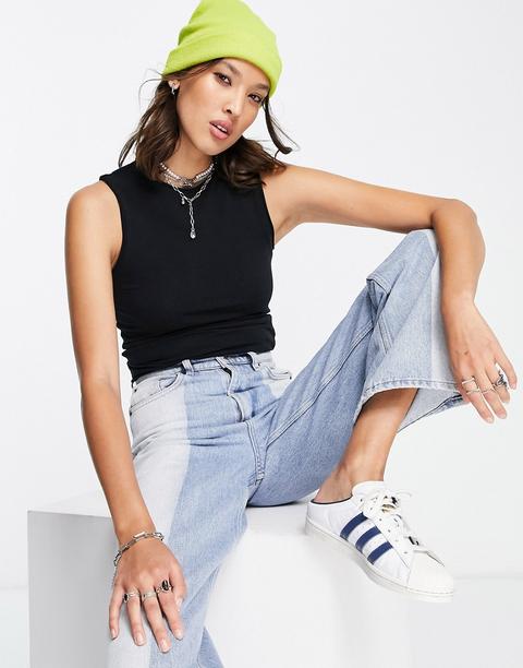 Camiseta Negra Sin Mangas Clean De Topshop-negro
