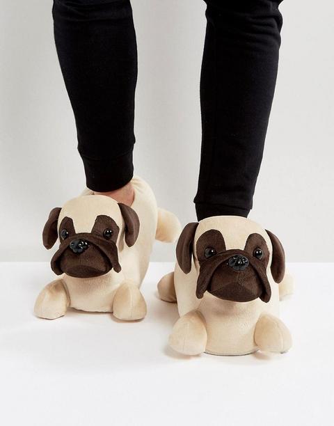 Pantuflas Con Diseño De Carlino En Marrón De Asos