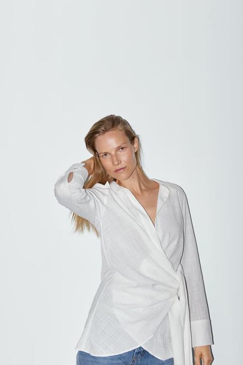 Knotted Asymmetric Blouse from Zara on 