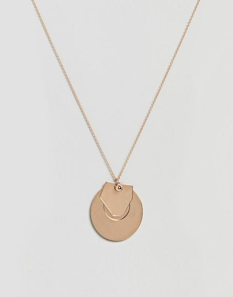 Asos Design - Collana Con Pendente Geometrico E Disco - Oro