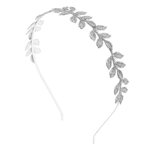 Claire's Silver Glitter Leaf Headband