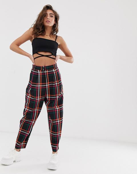 Asos Design - Pantalon Fuselé À Carreaux Colorés-multi