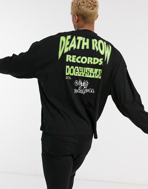 Camiseta Negra Extragrande Con Estampado En La Parte Posterior Snoop Dogg Death Row Records De Asos Design-negro