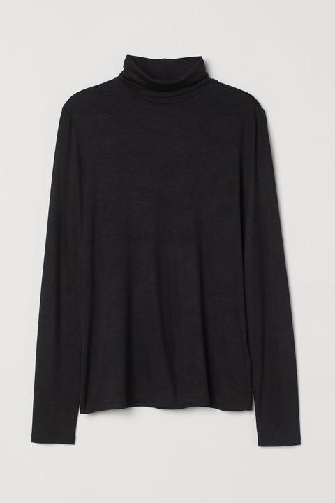 Polo-neck Top - Black