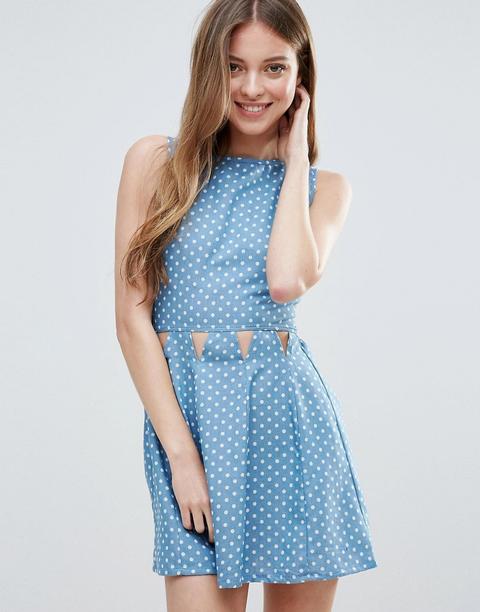 Madam Rage - Vestito In Chambray A Pois - Blu