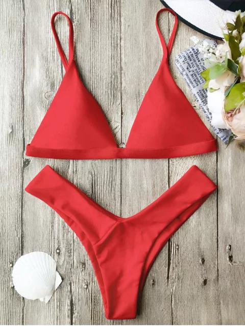 Conjunto De Bikini De Tanga Con Tirantes Suaves Y Tirantes De Espagueti Yellow Burgundy Orange Burnt Orange Purple Red Pink Taro Green Neon Green