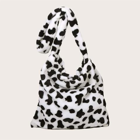 Cow Pattern Fluffy Crossbody Bag