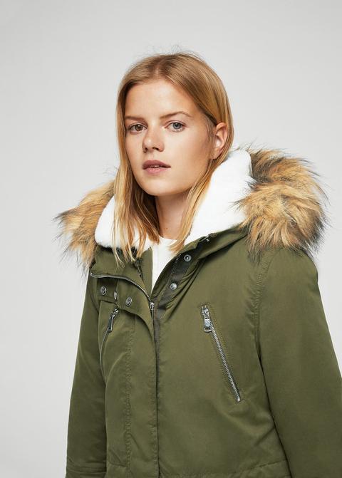 furry hooded parka mango