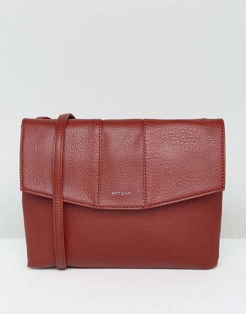 Matt & Nat Foldover Cross Body Bag In Deep Red